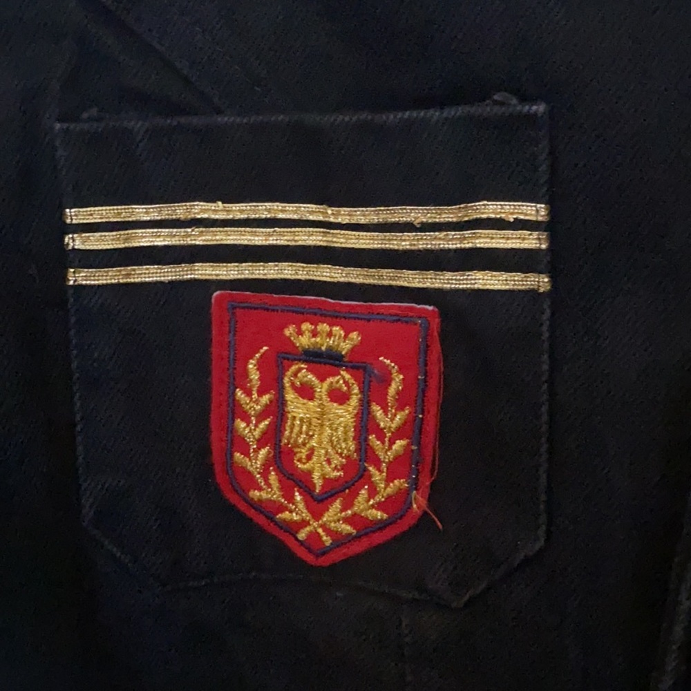 Black Military Style Blazer with Gold Accents - Picture 3 of 6